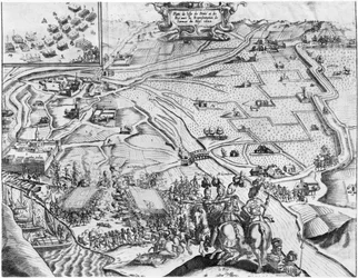 Belagerung der Île de Ré mit Darstellung der königlichen Armee, 1622